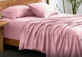 bed with pink Microfiber sheets