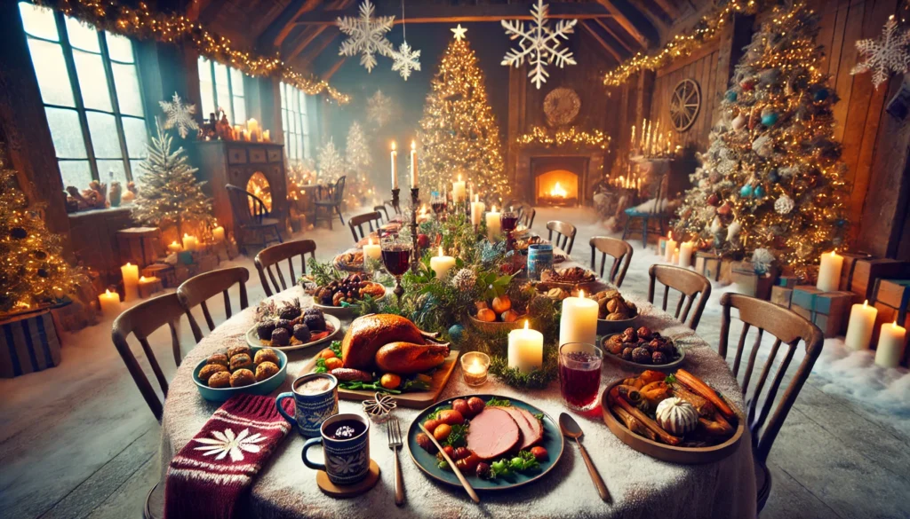 Festive Christmas in July dinner table in New Zealand.